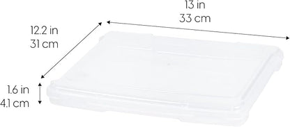 IRIS USA Board Game Storage Craft Organizer Box with Snap-Tight Latch Lid, 10-Pack Portable Plastic Case Bin for Puzzles, Magazines, Hobbies, Art Supplies, Fits 8.5" x 11" & A4 Papers, Slim, Clear