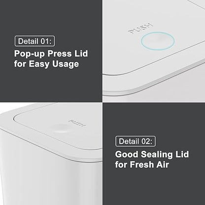 N. NETDOT 3 Pack 2.6 Gallon / 10L Bathroom Trash Can with Lid,Kitchen Garbage Can Small Trash Bin Waste Basket for Bathroom,Kitchen,Bedroom,Living Room,Office - Off White