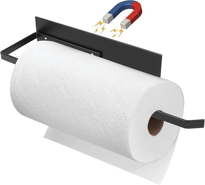 Paper Towel Holder, Magnetic Paper Towel Holder for Fridge, Toilet Paper Roll Holder Magnet Towel Rack Wall Mount Fridge Organizer for Paper Towels Rolls Bathroom Pantry RV Kitchen Storage
