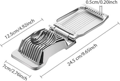 Egg Slicer for Hard Boiled Eggs, Aluminum Alloy Cutter with Cleaning Brush, 9.65 x 2.76 x 4.92 in, for Eggs, Strawberries, Mushrooms and Soft Foods, Silver