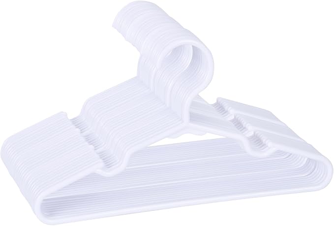 30 Pack White Kids Hangers 11.6 Inch - Baby Clothes Hangers for Toddler & Child, Durable Plastic Children's Hangers for Closet, Pants, Coats, Skirts (Non-Slip, Space-Saving)