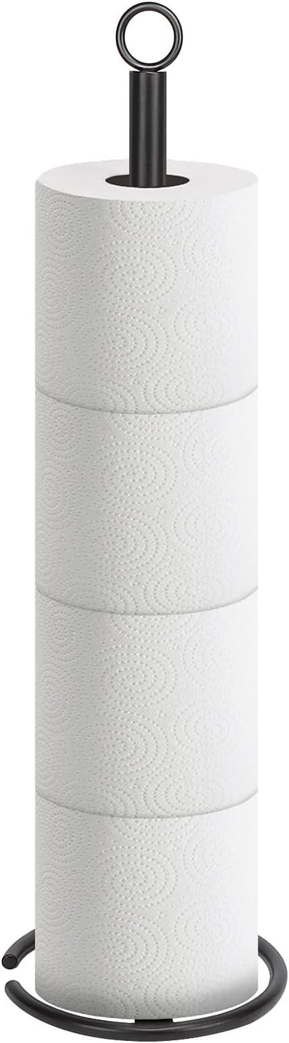 NearMoon Bath Toilet Paper Holder Stand, Freestanding Tissue Paper Storage with Reserve, Space Toilet 4 Rolls Holder for Bathroom/Kitchen Countertop-All Metal (1 Pack, Matte Black)