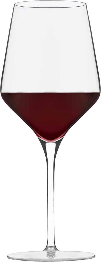 Libbey Signature Greenwich All Purpose Wine Glasses, 16 Oz Angular Wine Glass Set of 4 with Pulled Stem, Stemware Glasses for Cocktails and More