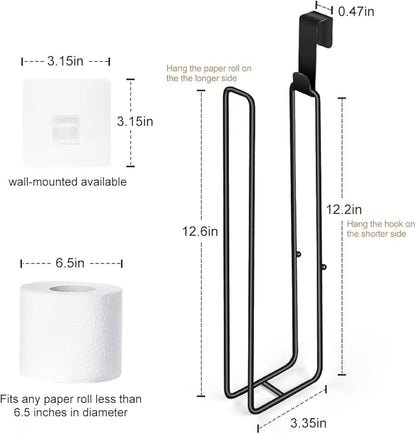 Toilet Paper Holder with Storagefor 3 Roll Tissue Wall Mounted Over The Tank Toilet Paper Holder Organizer Self Adhesive Toilet Paper Storage Stainless Steel Toliet Paper Holder（Black 1 Pcs）
