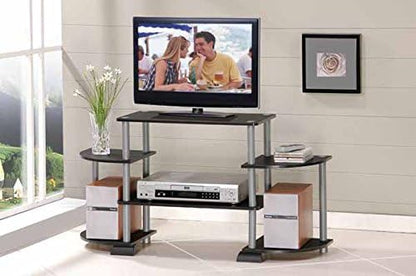 Furinno Turn-N-Tube Rounded Corner TV Entertainment Center, Black/Grey