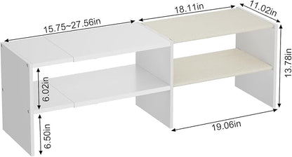X-cosrack Long White 11.02″Shoe Rack for Closets, Stackable and Expandable Shoe Organizer, Suitable for Entryways, Garages, Storage Shelves Made of MDF, Oxford Cloth and Iron