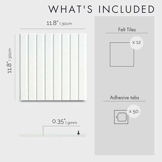 Large Bulletin Board 48x36- Office Wall Organizer, Replace Your Old Cork Boards for Walls for Office Decor -12-Pack Felt Wall Panels to Use in Home Office Decor, Classroom Decor (Milky White)