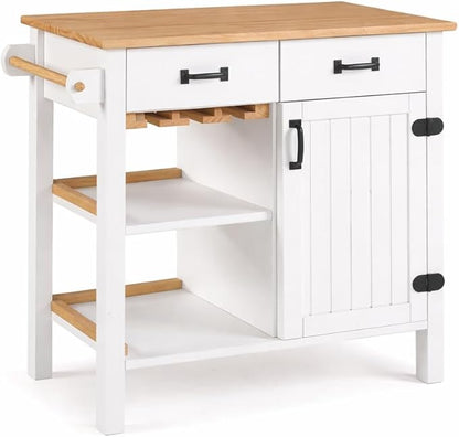 From the Tree Furniture Modern Kitchen Island Cabinet with Convenient Storage Drawers - Solid Pine Wood Coffee Bar Cart, 31" Storage & Organization Solution - Practical Kitchen Cabinet