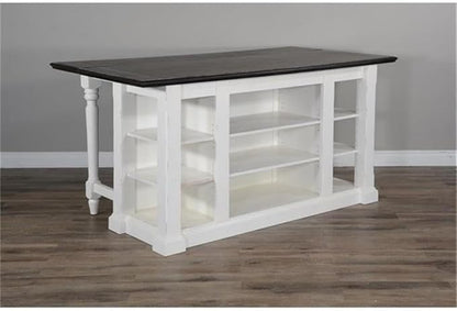 Pemberly Row Wood Kitchen Cart in Espresso (36" H x 71.5" W x 38" D) for Kitchen, Dining Room with Adjustable Shelves, 13" Drop Leaf, Easy Assembly