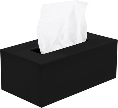Rectangle Tissue Box Cover | Fits Standard Rectangle Tissue Boxes | Black Tissue Box Holder for Bathroom | Premium Acrylic Tissue Cover