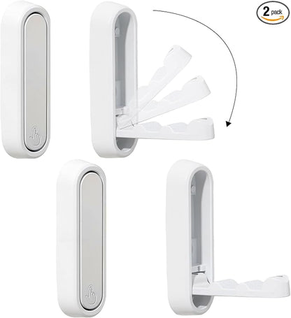 Dntorx Folding Coat Hooks, 2 Pcs Foldable White Wall Hooks Heavy Duty Foldable Hook Bathroom Towel Hooks Robe Hooks Wall Mounted for Hanging Coat Towels Clothes Hat Bags Keys