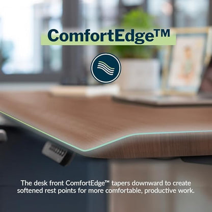 Vari ComfortEdge 72x30 Inch Electric Standing Desk – Height Adjustable Large Office Sit Stand VariDesk with Sloped Edge, Memory Presets, 180 LB Capacity + Tool-Free Assembly (Walnut)