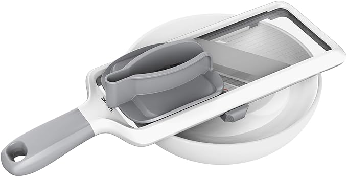 ZKIRON Handheld Mandoline Slicer for Kitchen - Adjustable 1-3mm Slicer Vegetable Cutter with Safety Hand Guard, Compact Potato Onion & Cucumber Slicer for Salads, Small-Medium Veggies & Meal Prep