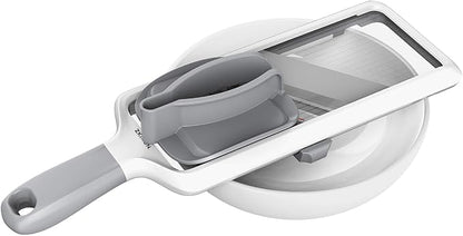 ZKIRON Handheld Mandoline Slicer for Kitchen - Adjustable 1-3mm Slicer Vegetable Cutter with Safety Hand Guard, Compact Potato Onion & Cucumber Slicer for Salads, Small-Medium Veggies & Meal Prep