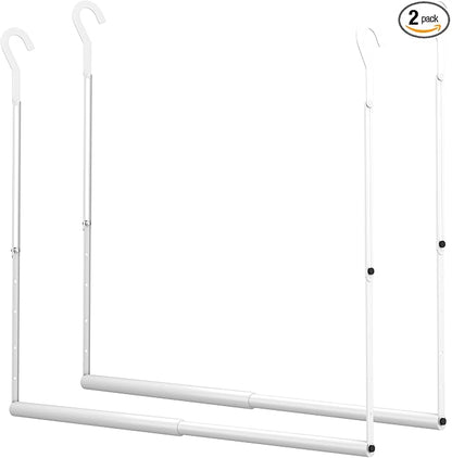 OPKING Double Hanging Closet Rod Extenders Adjustable Width & Height Space-Saving, White