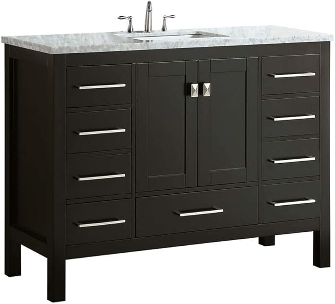 Eviva Aberdeen 42 in. Espresso Single Sink Bath Vanity with Carrara Quartz Top and Undermount Porcelain Sink
