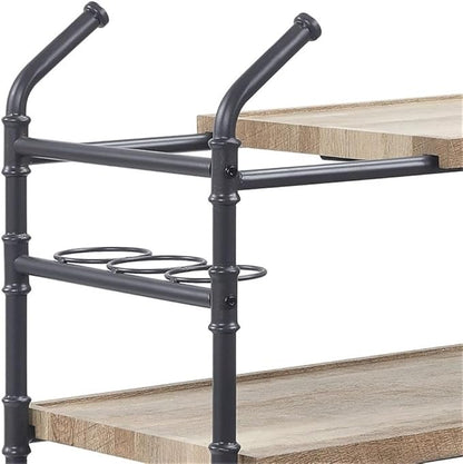 Acme Brantley Serving Cart with 3 Wooden Shelves in Oak and Sandy Black