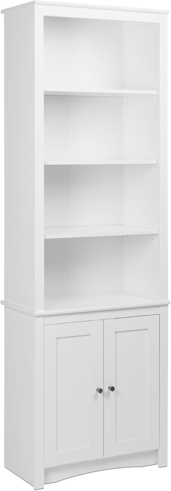 Prepac Sonoma Tall 6-Tier Bookcase 80"H with Doors & 2 Adjustable Shelves, White Storage Cabinet, Modern Display Cabinet, Bookshelf with Storage Shelves for Home Office, Living Room, Bedroom