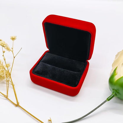 GBYAN 2 Pieces Velvet Ring Box, Jewelry Display Gift Box, Ring Case for Proposal,Engagement, Wedding,Red