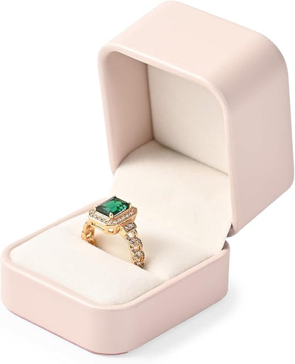 Pink Leather Ring Box Jewelry Gift Box Wedding Ring Case for Birthday, Proposal, Engagement,Wedding, Valentine's Day Gifts (Pink)