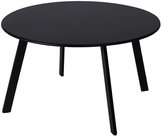 Patio Coffee Table - Metal Steel Outdoor Round Table Weather Resistant Anti-Rust Table (Black)