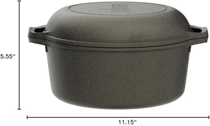 Lodge 5 Quart Cast Iron Double Dutch Oven – Pre-Seasoned – Lid Converts to 10.25" Skillet – PFAS-Free – Made in USA – Dual Handles – Oven, Grill, Campfire & Stovetop Safe – Durable & Non-Toxic