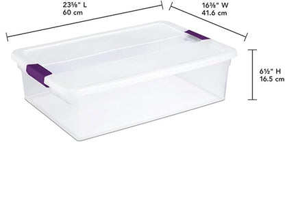 Sterilite 12-Pack 32 Quart ClearView Latch Box, Stackable Organizer Bins with Latching Lids - Clear Plastic Organization Containers for Closet, Bedroom, Shelving Units and Everyday Home Storage