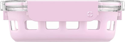 Ello Duraglass Meal Prep Container, 1.75 cup- Glass Food Storage Container with Silicone Sleeve and Airtight BPA-Free Plastic Lid, Dishwasher, Microwave, and Freezer Safe, Cashmere Pink