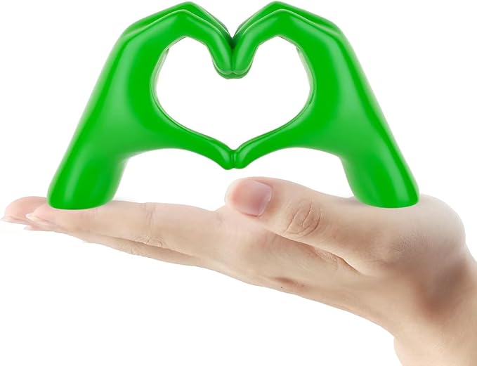Small Green Decor,Resin Heart Hands Sculpture for Living Room Bedroom Bookshelf Shelves Office Desk Decor,Love Finger Modern Statue for Wedding Decorations,Unique Birthday for Women Girls.