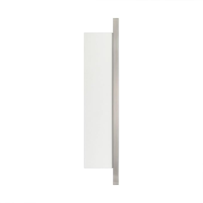 TEHOME 16.5'' x 24'' Brushed Nickel Recessed and Surface Mount Bathroom Medicine Cabinet with Mirror Square Cornered Metal Framed Rounded Rectangle Medicine Cabinet Mirror