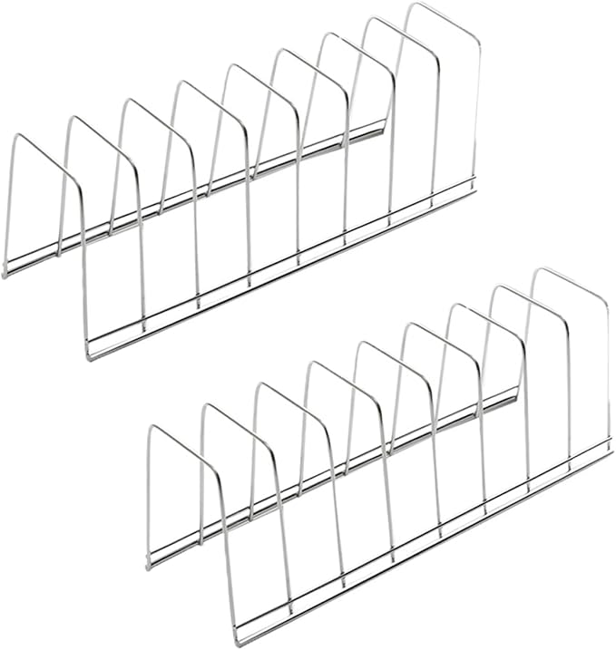 Dish Drying Rack, Kitchen Counter Storage, Stainless Steel Pot Lid Holder, Cutlery Organizer, 8-Compartment Cutting Board Drying Rack or Cabinet-Style Kitchen Storage Rack (2-Piece Set)