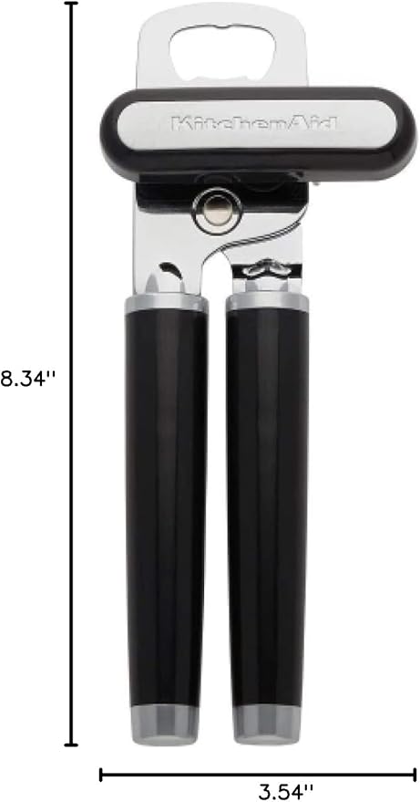 KitchenAid Classic Multifunction Can Opener and Bottle Opener Easy to Use, Razor Sharp Stainless Steel Cutting Wheel, Soft Ergonomic Handles, Black, Pack of 12