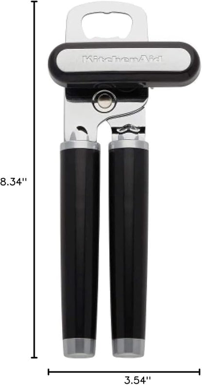 KitchenAid Classic Multifunction Can Opener and Bottle Opener Easy to Use, Razor Sharp Stainless Steel Cutting Wheel, Soft Ergonomic Handles, Black, Pack of 12