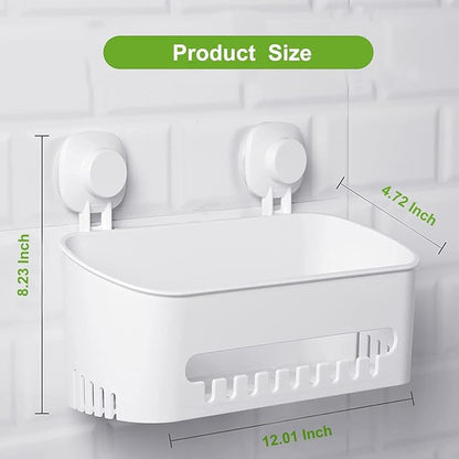 LUXEAR Suction Cup Shower Caddy - No Drilling Removable Shower Caddy - Powerful Suction Shower Organizer Max Hold 22lbs, Waterproof Suction Storage Basket for Bathroom & Kitchen