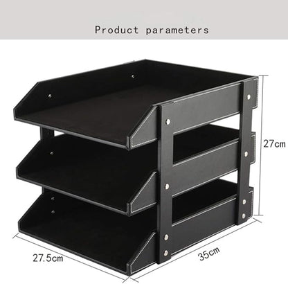 Leather Desk File Organizer, 3-Layer Stackable Tray, Used to Store documents, folders, Stationery, Magazines, Newspapers, Letters, and Other Home Office Sundries Desktop Organization Holder(Black)…