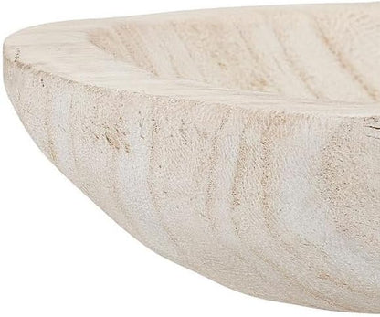 Bloomingville Hand-Carved Paulownia Wood Bowl with Whitewashed Finish