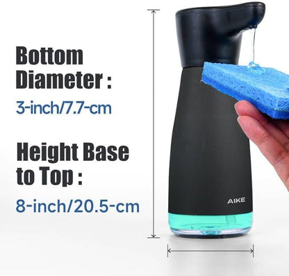 AIKE Magnetic Charging Waterproof Automatic Soap Dispenser for Liquid Soap Anti-Fingerprint Black Coating 14fl.oz. Model AK1337