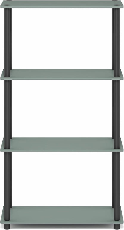 Furinno Turn-N-Tube Storage Shelves, 4-Tier Toolless Book Shelf, Corner Shelf, Toolless Open Shelves, for Organization and Storage, Living Room, Garage, Home Office, Sage Green