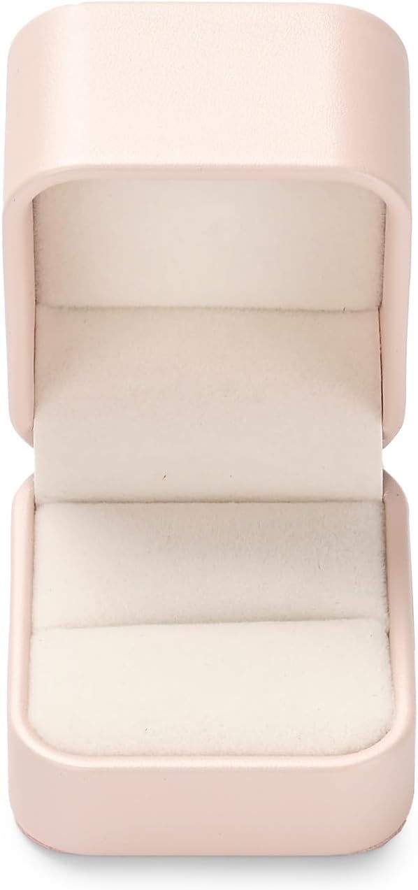 Pink Leather Ring Box Jewelry Gift Box Wedding Ring Case for Birthday, Proposal, Engagement,Wedding, Valentine's Day Gifts (Pink)
