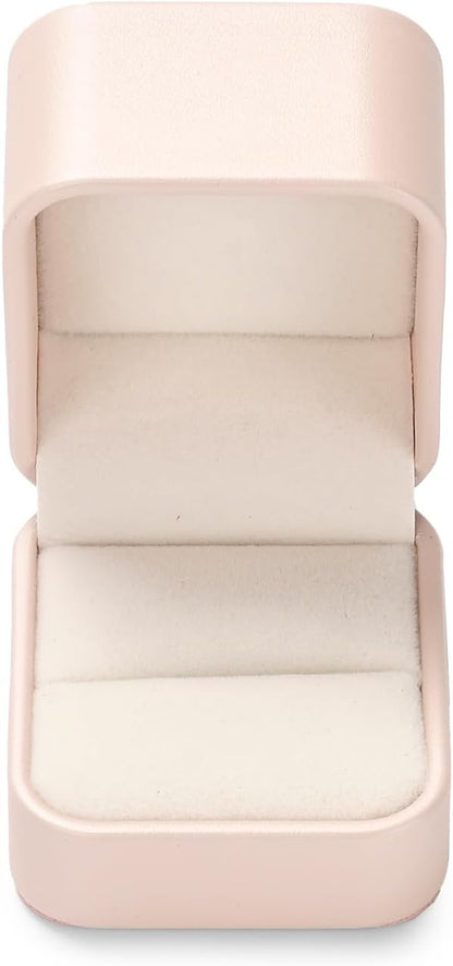 Pink Leather Ring Box Jewelry Gift Box Wedding Ring Case for Birthday, Proposal, Engagement,Wedding, Valentine's Day Gifts (Pink)