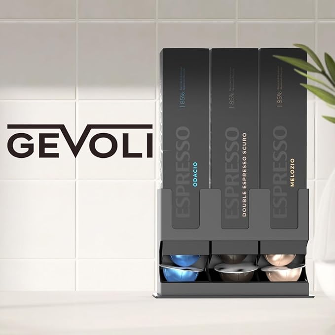GALVANOX Holder for Nespresso Vertuo Pods Countertop Dispenser Stand, Holds 3 Box Sleeves - Easily Dispenses 3 Coffee Flavors, Freestanding Design with Non-Slip Steel Base, (30 Vertuoline Pods)
