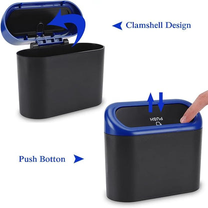 Accmor Car Trash Can with Lid, Vehicle Trash Bin Car Dustbin Garbage Organizer Holder with Trash Bag, Portable Hanging Mini Wastebasket Bin Trash Container for Auto Cars, Home, Office (Blue)