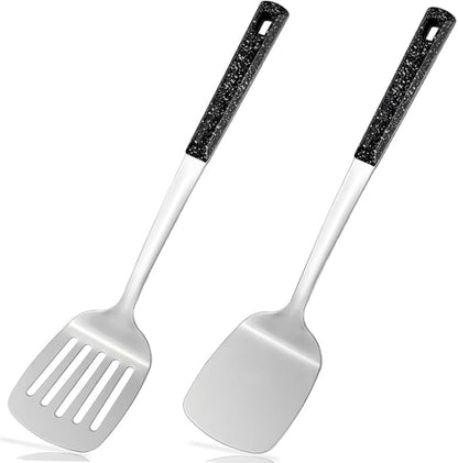 Metal Spatula, Heavy Duty Stainless Steel Spatula with Heat Resistant Handle, Thickened Steel Kitchen Spatula for Cooking, Frying, Pancakes, Eggs, Fish & Daily Kitchen Use