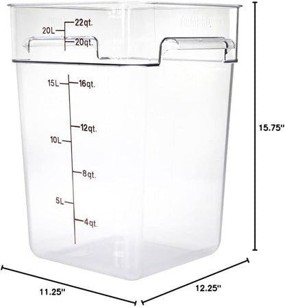 Cambro Food Storage Container - Classic Series Square - 22 QT (Quart) - Commercial Grade for Food Prep (Clear)