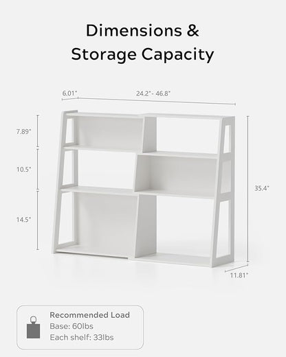 Extendable Bookshelves Set of 3, 3 Tier Wood Bookcases Storage Book Shelves Adjustable Organizer for Bedroom Living Room Home Office Corner, White