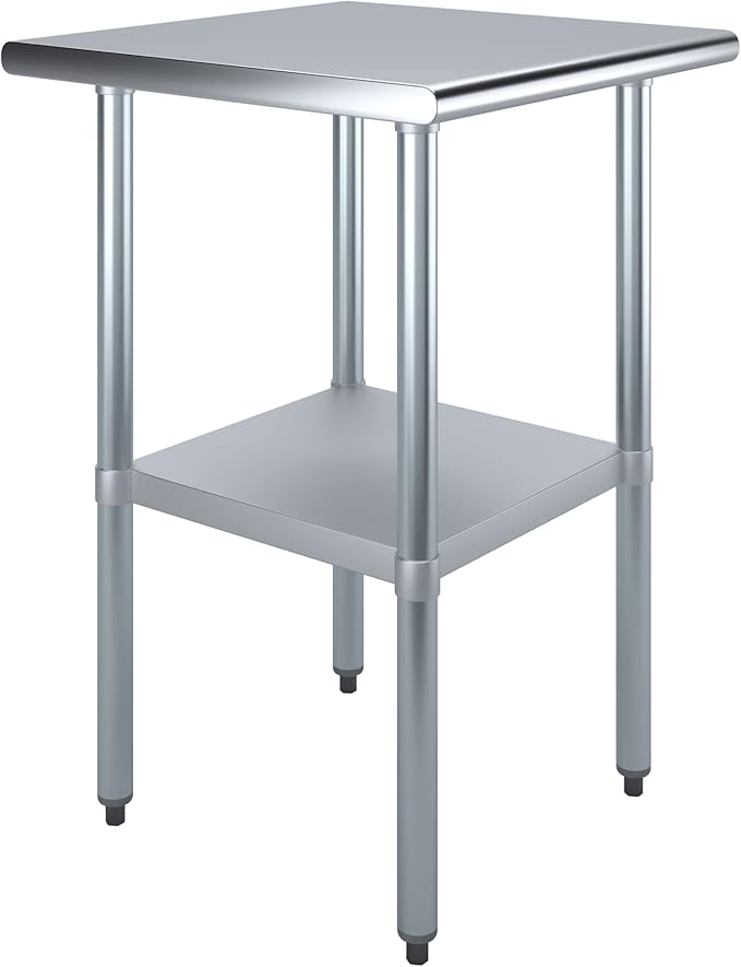 AmGood 24 in. x 24 in. Stainless Steel Work Table | Metal Kitchen Food Prep Table | NSF
