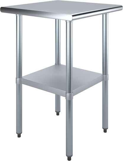 AmGood 24 in. x 24 in. Stainless Steel Work Table | Metal Kitchen Food Prep Table | NSF