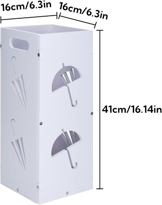 White Square Umbrella Organizer, Umbrella Stand for Entryway, Storage Bin Freestanding for Home, Office, Hotel
