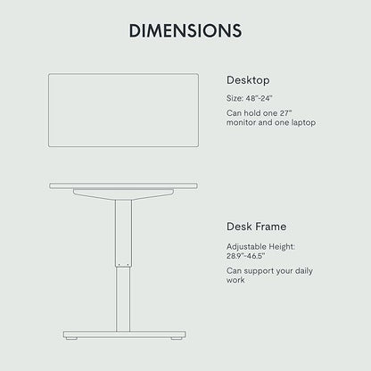 FLEXISPOT EN1 One-Piece Standing Desk, 48"x24" Seamless Desktop Electric Height Adjustable for Home Office, Study Rooms & Multi-Device Workstations, Black