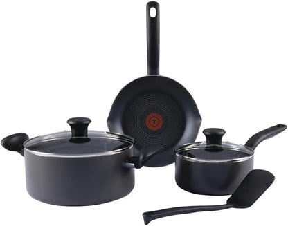 T-fal Initiatives Nonstick Cookware Set 6 Piece Oven Safe 350F Cookware, Pots and Pans, Oven, Broil, Dishwasher Safe Gray